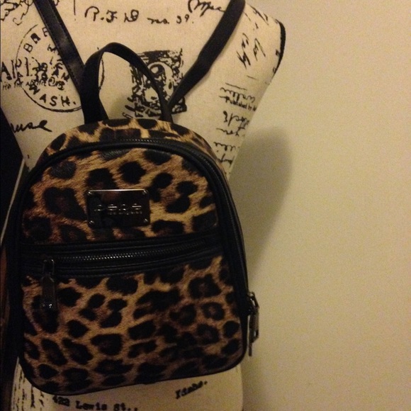 Sold New Bebe leopard faux leather backpack - Picture 2 of 8